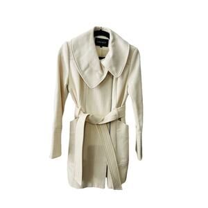 Nine West Wool Woman’s Ivory Coat Size 4 Cream Professional Dress Zip